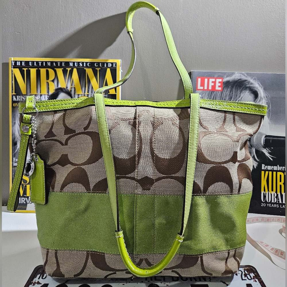 Y2K Coach F13548 Signature Stripe Tote